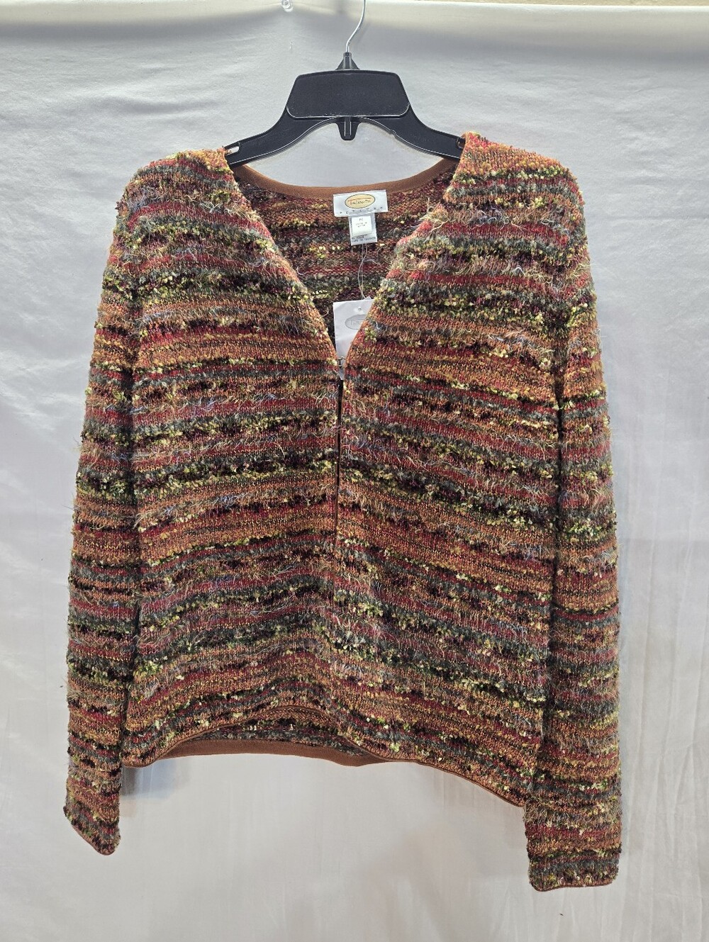 Talbots Wool Silk Cardigan Sweater PM Medium Petite Hook Eye Long Sleeve New